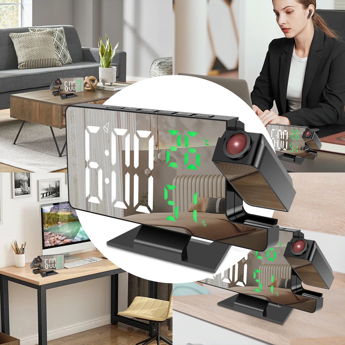 LED Digital Alarm Clock Projection Clock