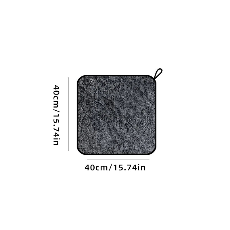 3-piece set of ultra-absorbent microfiber cleaning cloths in black, each measuring 40cm x 40cm.