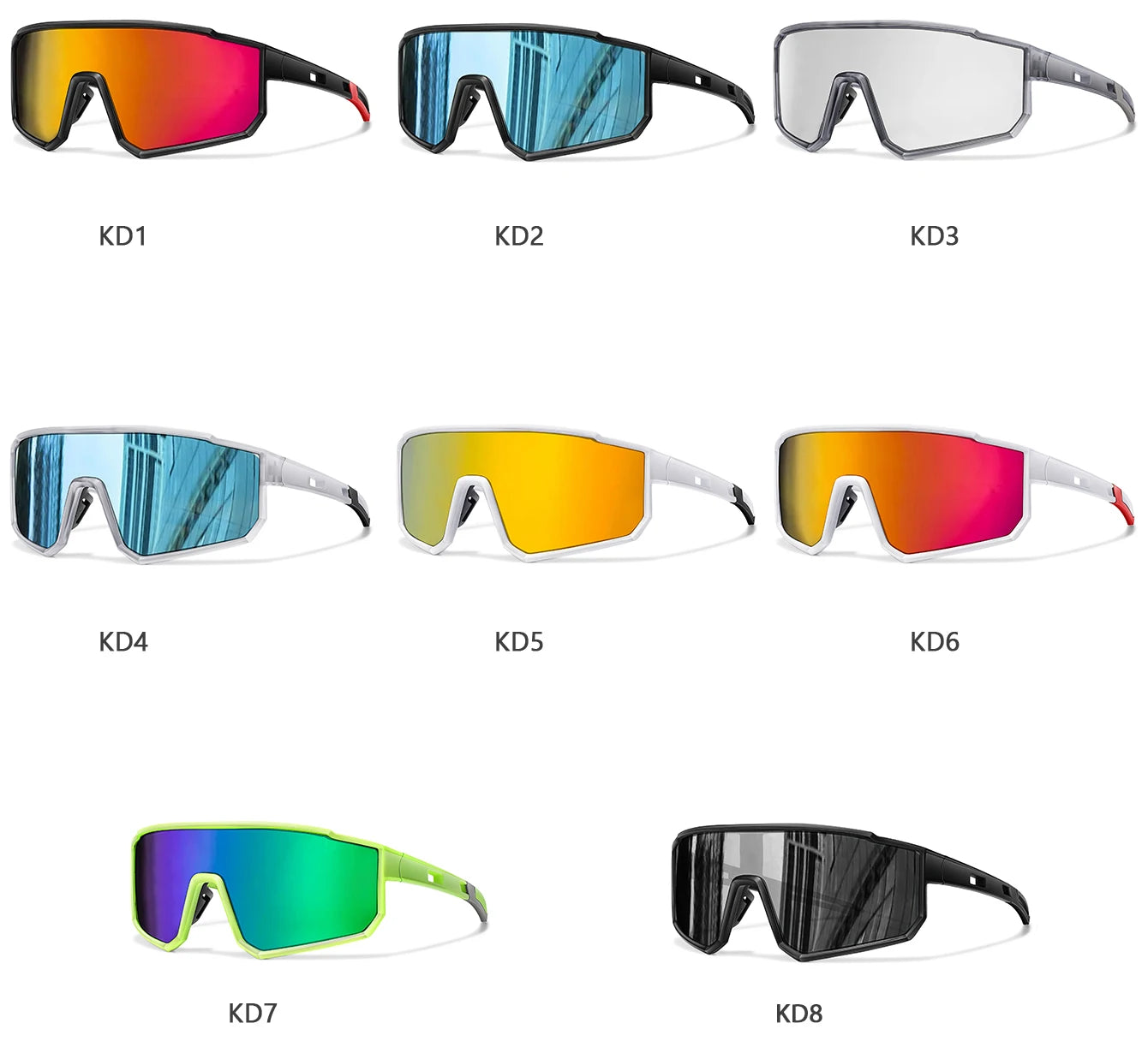 Trendy sunglasses with all kinds of mirrored lenses 