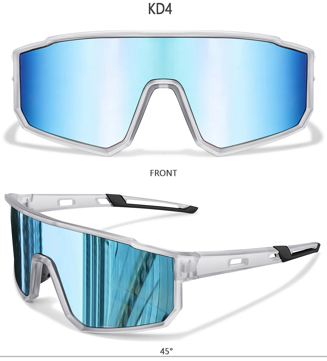 Trendy sunglasses with lightblue mirrored lenses 