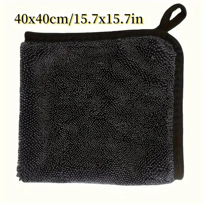 3-piece ultra-absorbent microfiber cleaning cloth set in dark gray, featuring a textured surface for effective cleaning.