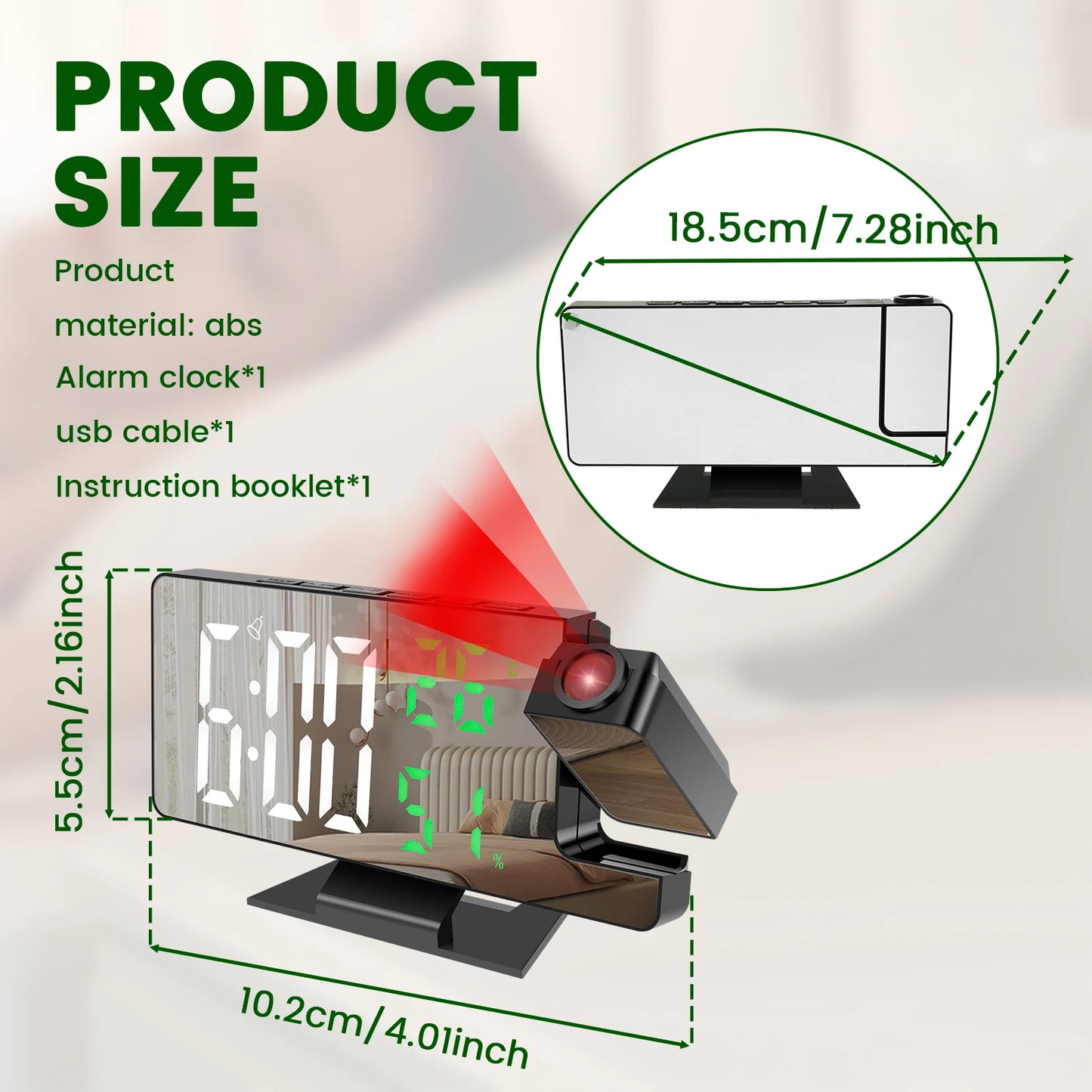 LED Digital Alarm Clock Projection Clock