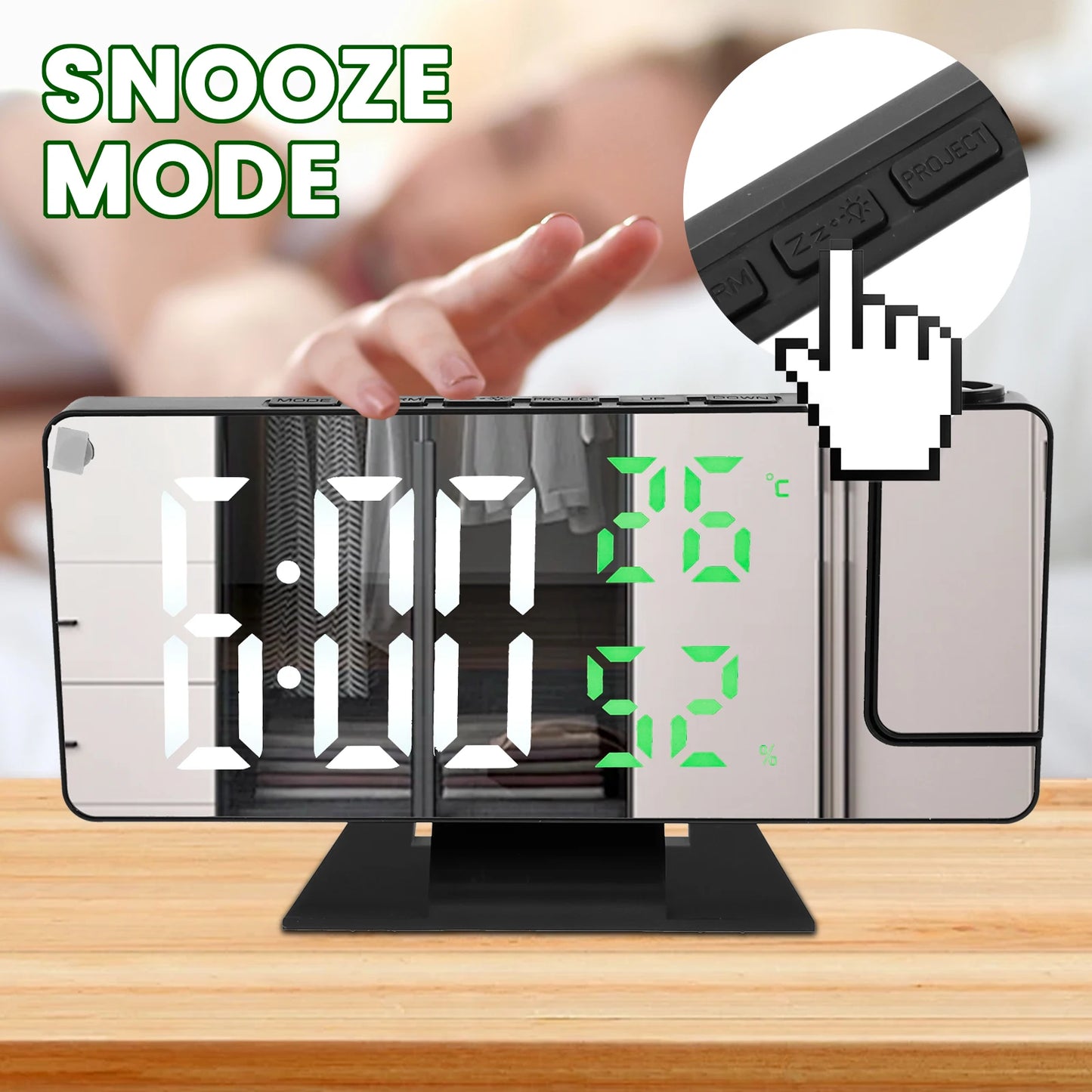 LED Digital Alarm Clock Projection Clock