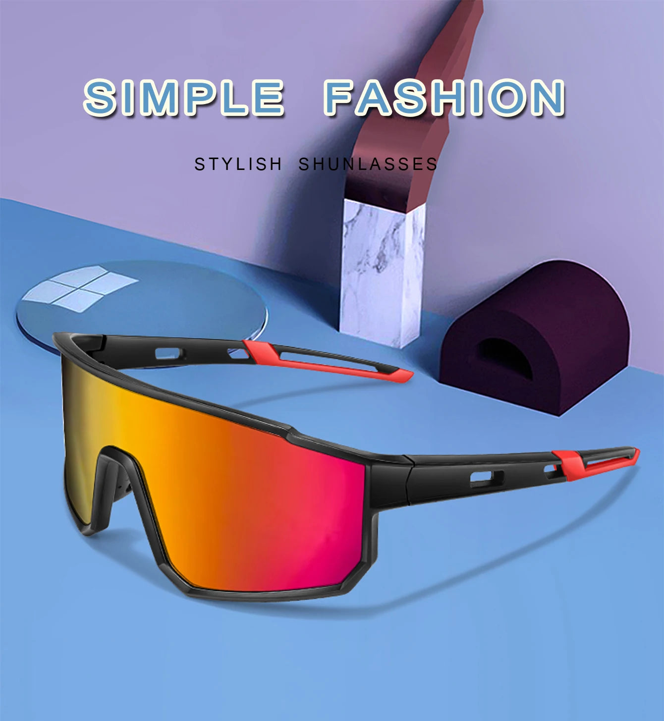 Trendy sunglasses with orange/red black trim mirrored lenses 