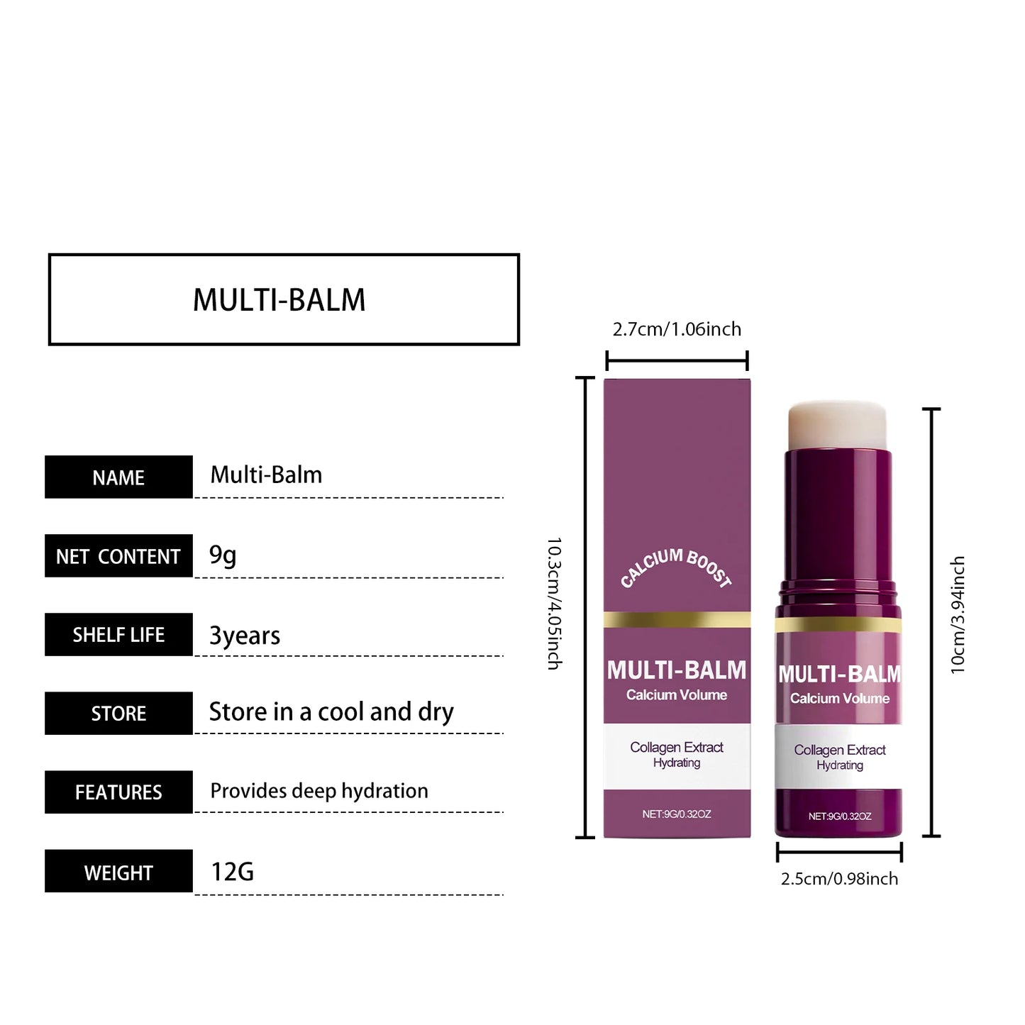 Calcium Multi Balm Stick Collagen Hydrating Face Moisturize