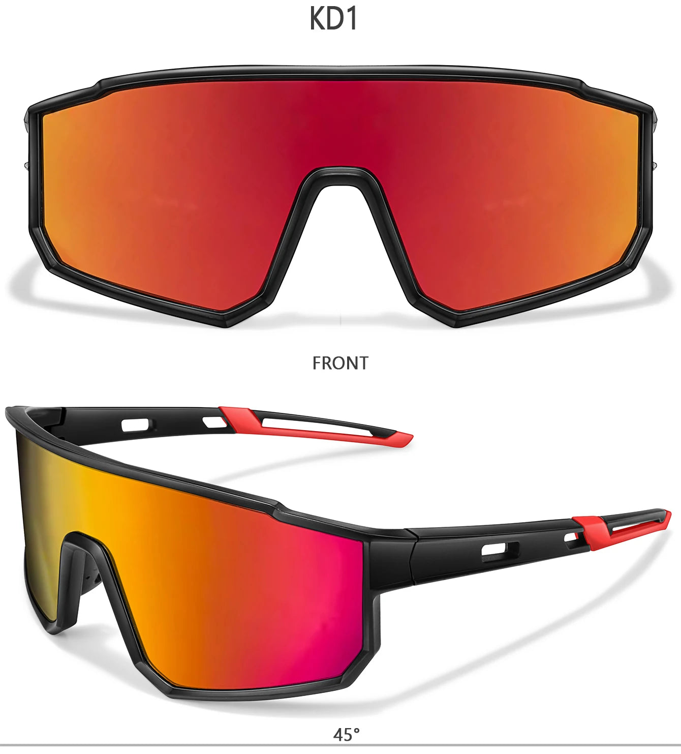 Trendy sunglasses with orange/red mirrored lenses 
