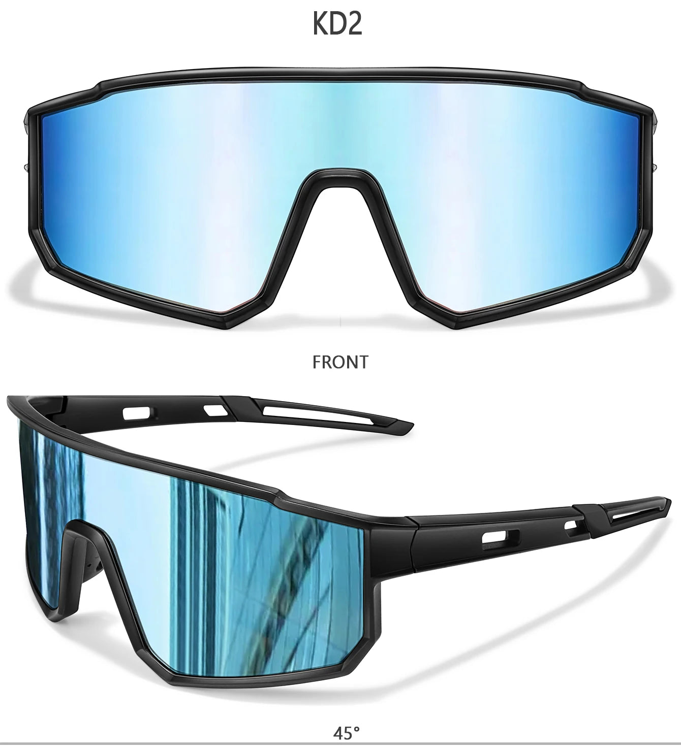 Trendy sunglasses with lightblue mirrored lenses 