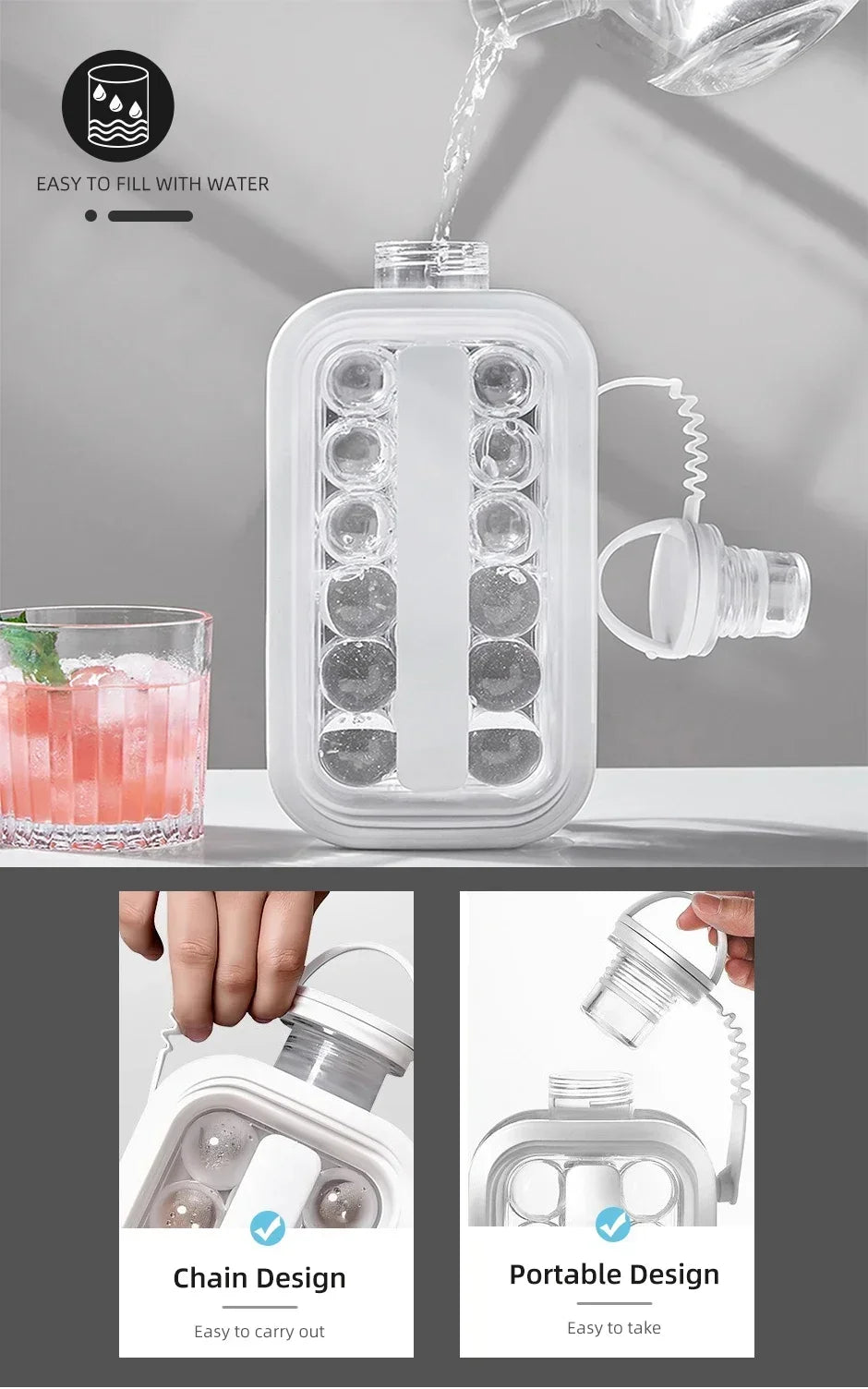 Portable 2-in-1 Folding Ice Maker Water Bottle